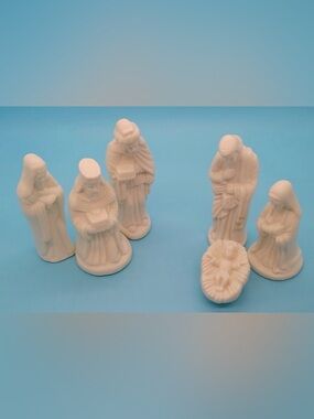 Ceramic White Nativity 6-piece Set (Holy Family & Wise Men) Artmark 1994